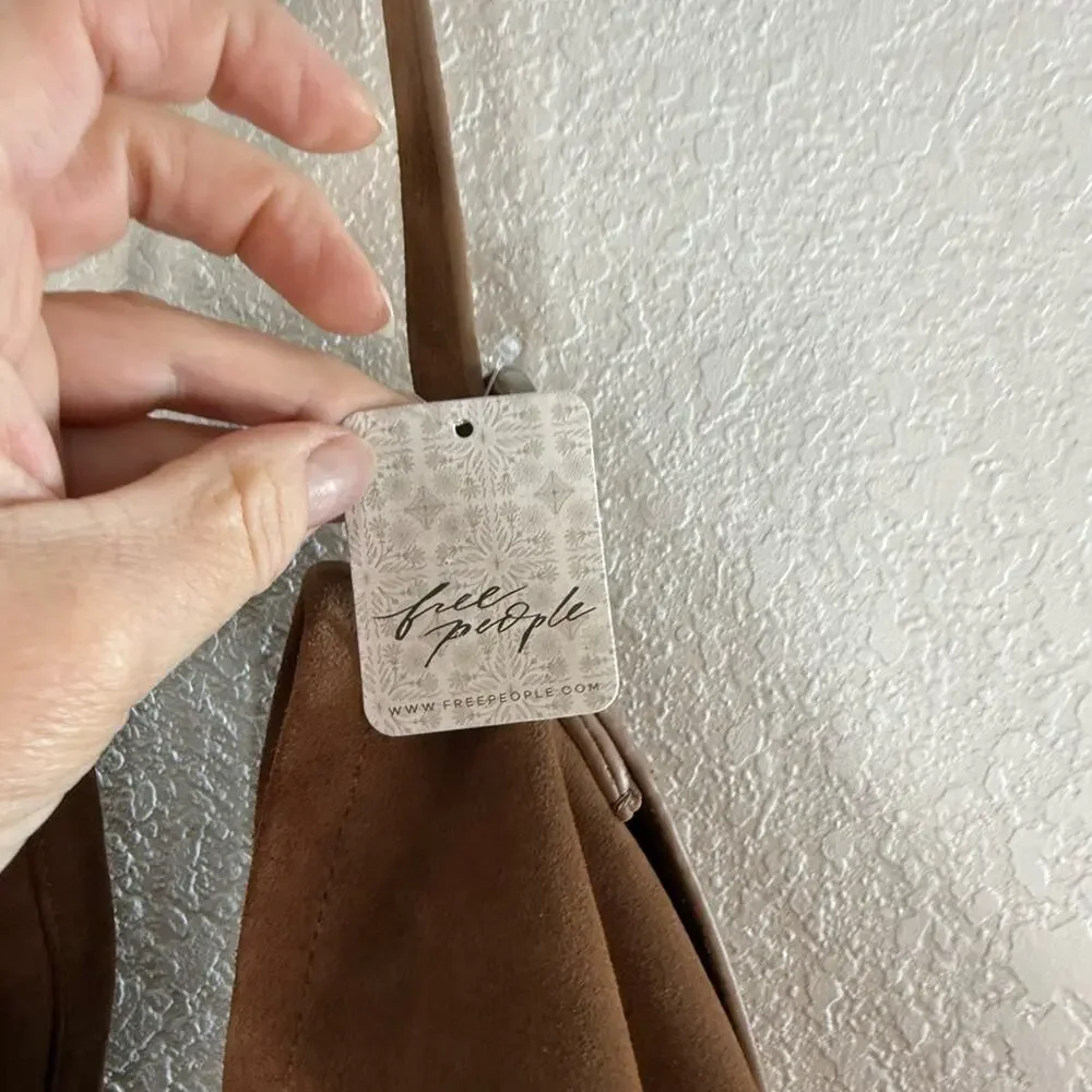 NWT Free People WTF Honor Suede Hobo Bag in Saddle Boho Festival Leather